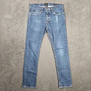 RVCA Stay Mens Blue Slim Straight Leg Denim Jeans Button Fly Size 32